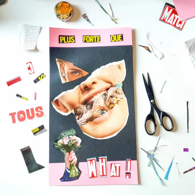 "Plus forte que what!" ✂️ "Stronger than U!"
#collage du #dimanche bobie.fr 
#papercraft #faitmainenfrance