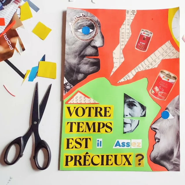 "Votre temps est-il assez précieux?" ✂️ "Is your time enough precious?"
#collage du #dimanche bobie.fr 
#timeisprecious❤️