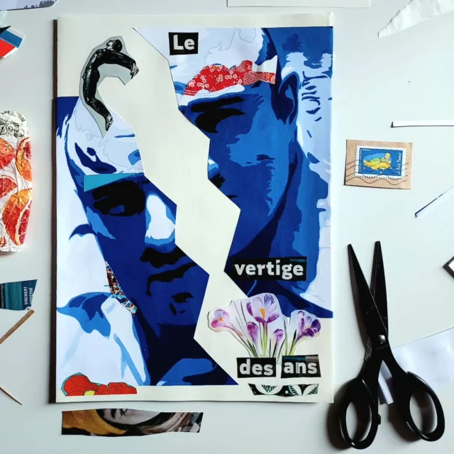 Le vertige des ans ✂️ The vertigo of the years
#collagedudimanche #papercollage 
#autoportrait 
bobie.fr